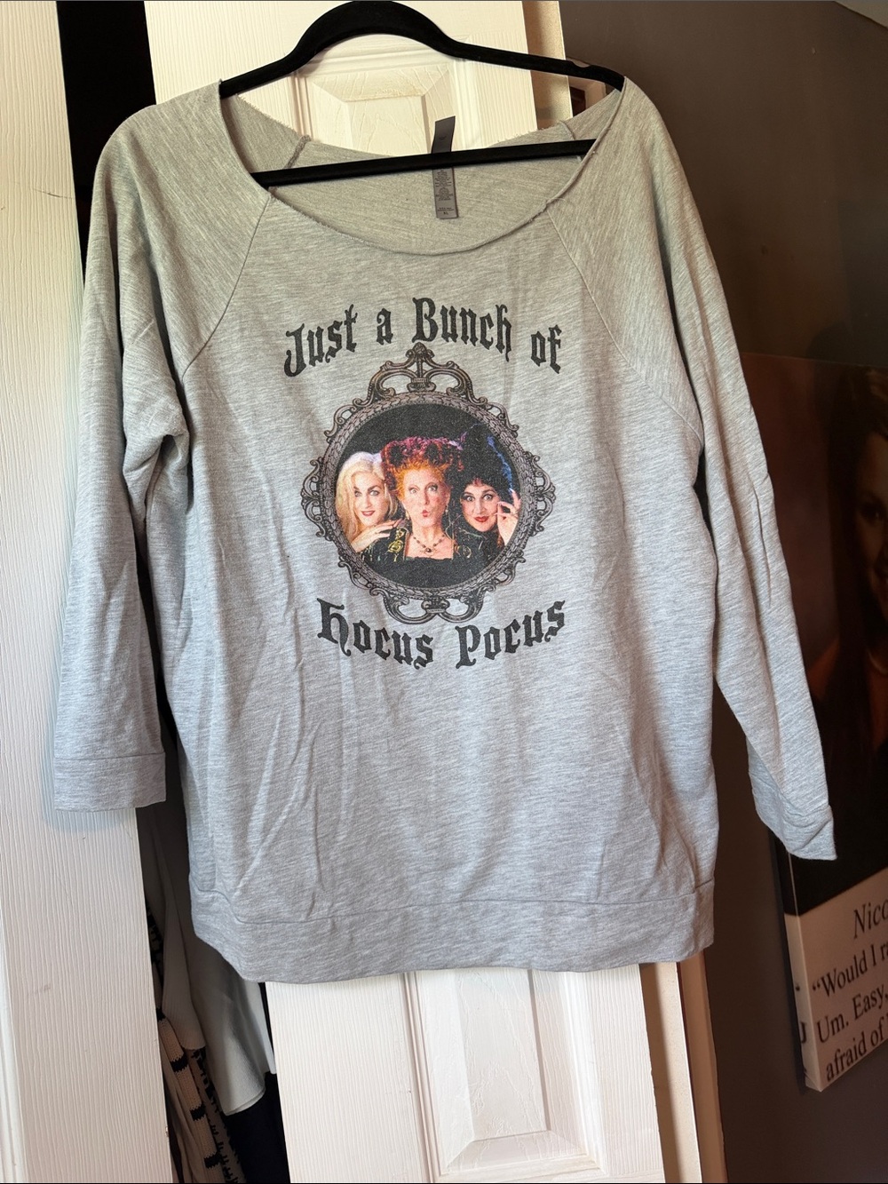 Next Level Apparel Light Gray Hocus Pocus Graphic Sweatshirt